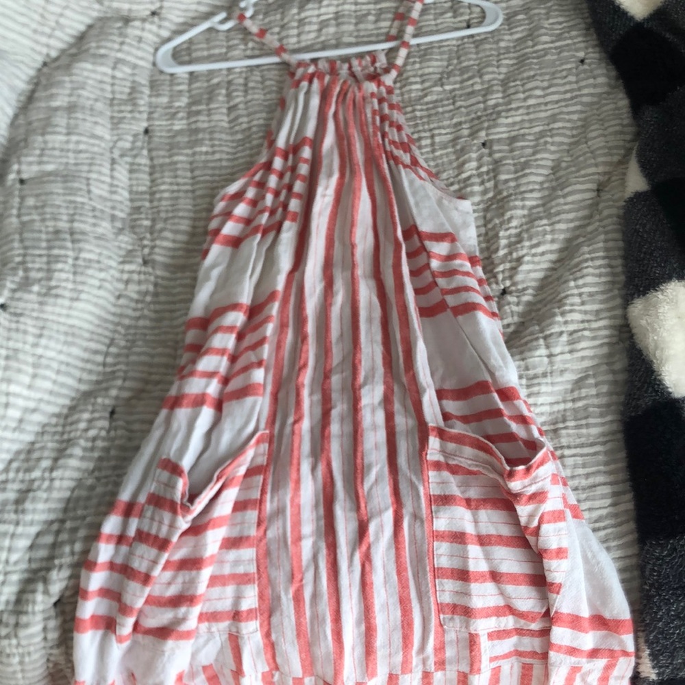 peach and whit dress
